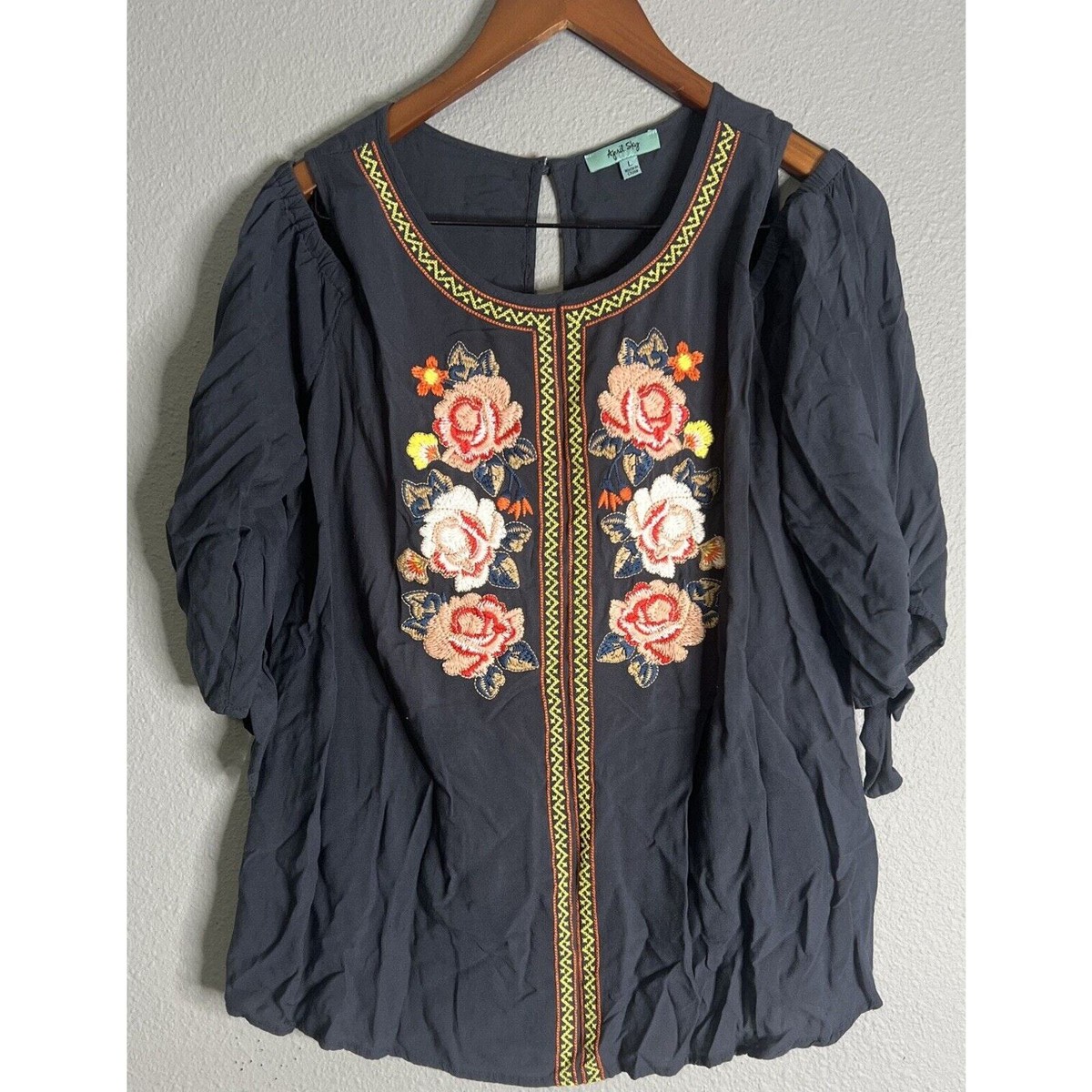 johnny was claude velvet peasant blouse
