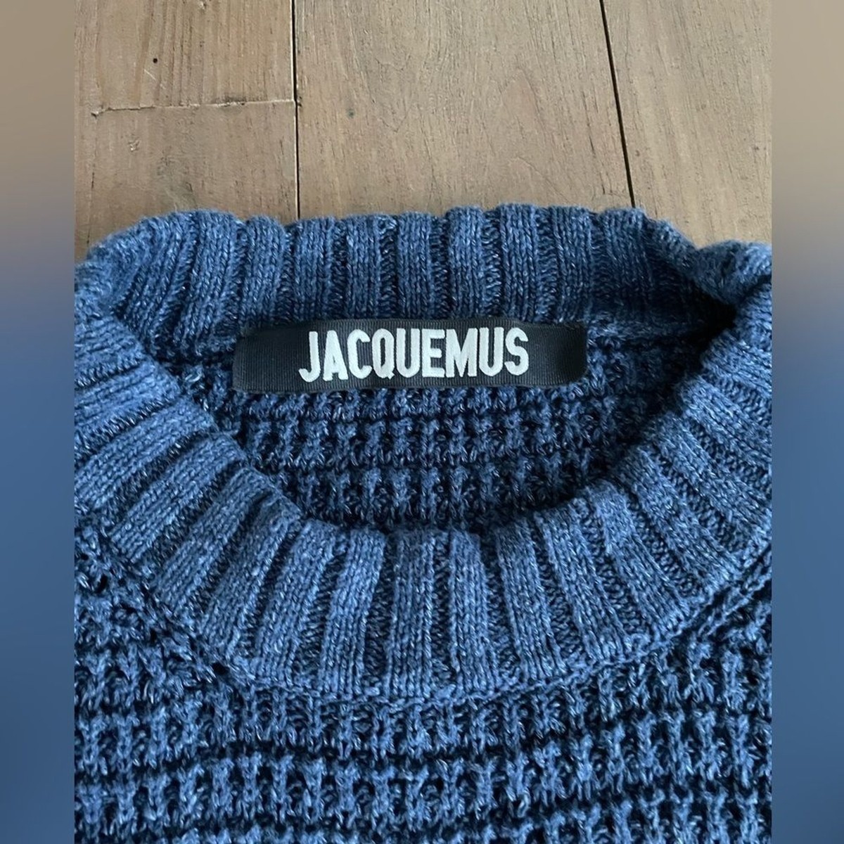 Jacquemus flax cotton blend navy blue sweater | eBay