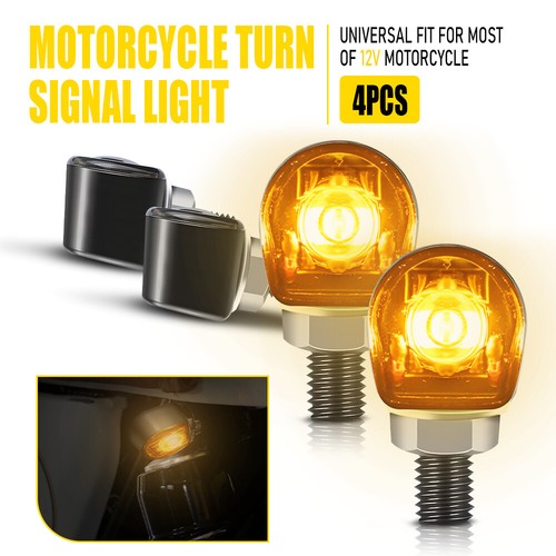 4X Universal LED Motorcycle Turn Signal Indicator Amber White Blinker Light Lamp