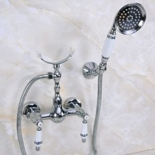 Chrome Brass Wall Mount Bathroom Faucet Hand Spray Shower Mixer Water Tap 2na265