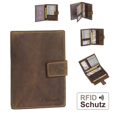 RFID Herren Leder Brieftasche große Geldbörse Reisepass Geldbeutel Kartenfächer