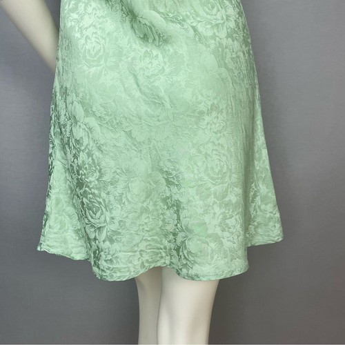 Vintage Silk Nightgown Sleepwear Slip Dress Size 6 Medium Women Green Floral - Picture 7 of 9