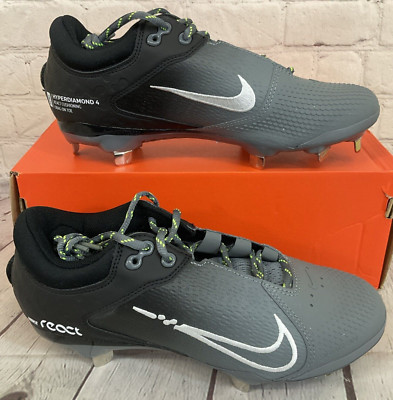 Nike CZ5917 001 Hyperdiamond 4 Elite Metal Softball Cleats Black White Grey US 7