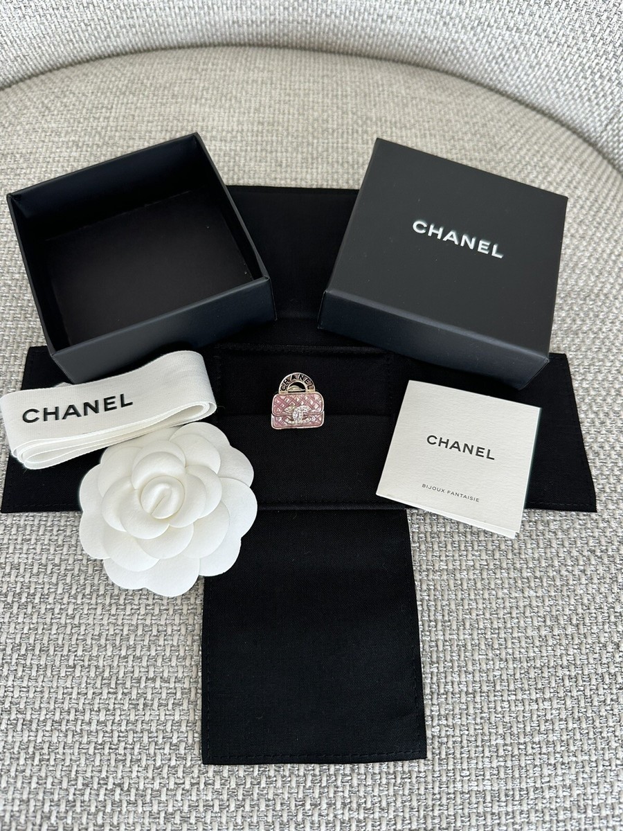 NIB 100%AUTH Chanel 24S Pearly Pink Resin Bag Motif Pin Brooch