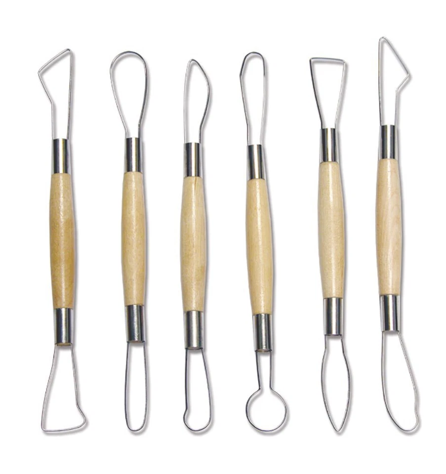 ROYAL & LANGNICKEL 6 x WOODEN TWIN END RIBBON CUTTING TOOLS 8" POTTERY CLAY CERAMIC MODELLING