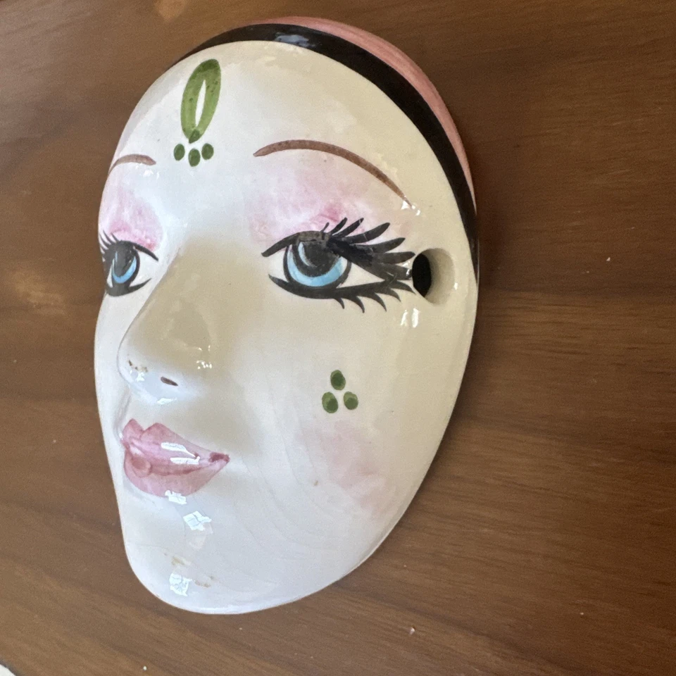 1987 Carnevale Mask Ceramic Face Porcelain Italy Societa San Giacomo Benefico - Image 3 of 4