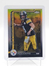 AARON RODGERS 2025 TOPPS CHROME TOPOGRAPHICAL GOLD /50 STEELERS FOOTBALL Q5692