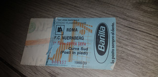 ROME VS NUERNBERG FC CHAMPIONSHIP 1988/89 RARE USED TICKET UEFA STADIUM TICKET