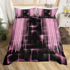 Feelyou Pink and Black Bedding Set for Kids Boys Girls Ombre Comforter Cover Set