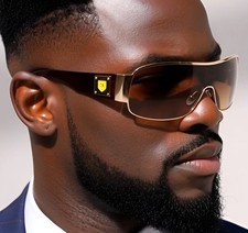 Glasses Single Lens Gold Silver Frame Sunglasses Classic Hip Hop Style Modern