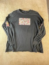 Camiseta Abercrombie & Fitch Negra Floral Logo Manga Larga Mujer XL Rosas Camiseta