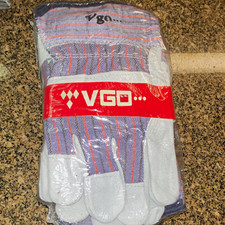 VGO Cow Split Leather Work Gloves, Size L, Leather, MPN X001F37285