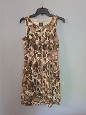 Vince Camuto A-Line Snake Print Zip Front Sleeveless Knee Dress 4 Brown Beige