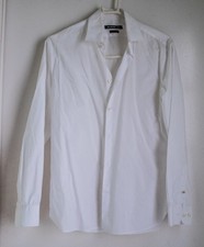 John Varvatos men slim fit white cotton dress shirt Sz 15, 32/33, S