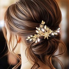 Gold Star Rhinestone Bridal Hair Comb Crystal Wedding Hair Piece for Brides