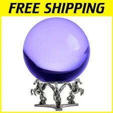 Smooth Finish Purple Crystal Ball with Pegasus Base - Perfect for Art Deco Homes