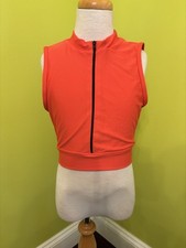 Baltogs Adult Small Coral Pink Dance Crop Top Zipper Front Open Back