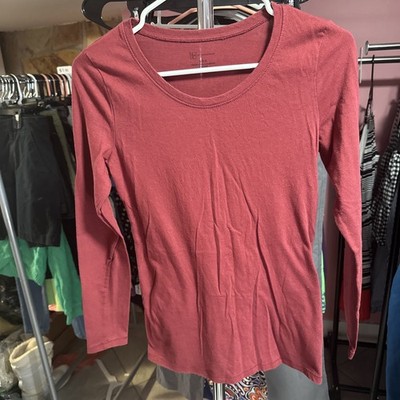 No Boundaries Top Women Size S Burgundy Long sleeve Tee Scoop Neckline