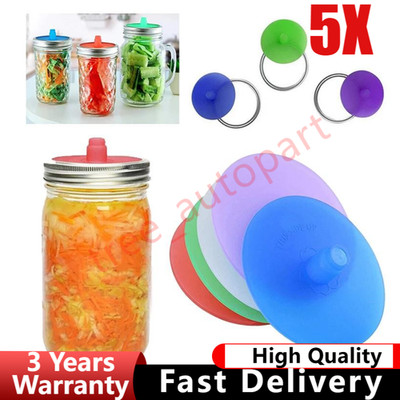 5X Silicone Fermenting Lid Waterless Airlock Mold Free Auto Vent for Mason Jar