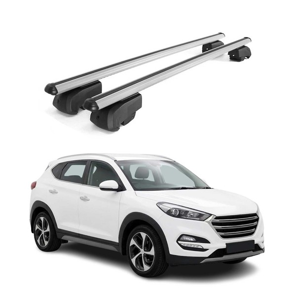 DachträGer GrundtäGer FüR Hyundai Tucson Mk3 2015-2020 75Kg Silber Alu 2 Tlg-image
