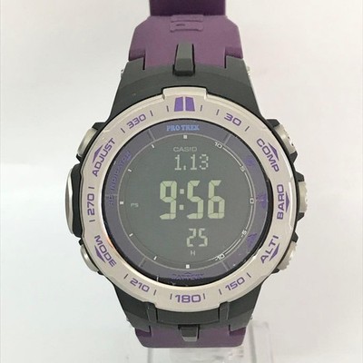 Casio Pro Trek PRW-3100 Digitaluhr Silber Edelstahl Lila Band