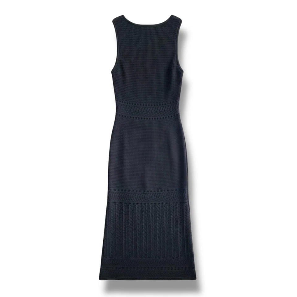 Maxi Vestido Z Supply Tarelle Mujer Mediano Negro Crochet Acanalado Chevron Foto 4 de 4