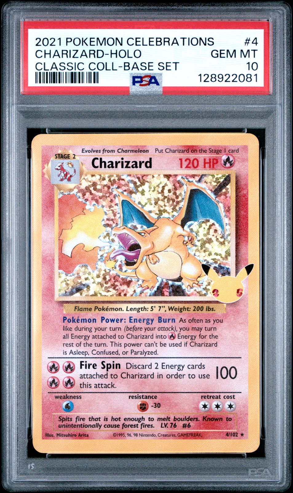 2021 POKEMON CELEBRATIONS CLASSIC COLL #4 CHARIZARD-HOLO PSA 10
