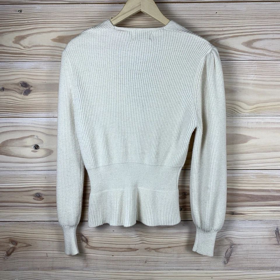 Suéter De Colección Spiegel Grueso Peplum Marfil Blanco Perla Botón Clásico Preparación Academia Foto 3 de 4