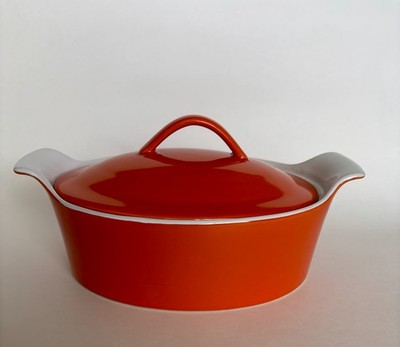 Berndes Germany Ceramic Orange Casserole Dish With Lid 