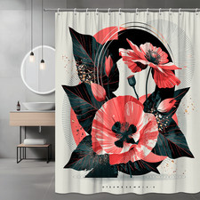 Abstract Floral Shower Curtain Pink Black Modern Art