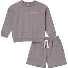 Baby Boys' Long Sleeve Top and Shorts Set, Medium Grey, 12 Months