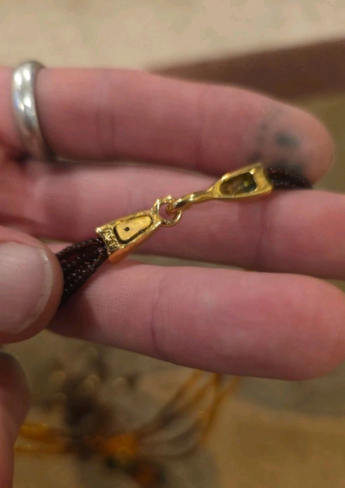 COLLAR DE COLECCIÓN JAY STRONGWATER 8 HEBRAS CUENTAS DE VIDRIO CORNALINA ÁMBAR ÓNIX Foto 4 de 4