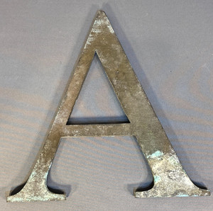Vintage Letter A Building Sign Bronze Brass Alphabet Architectural 8." high