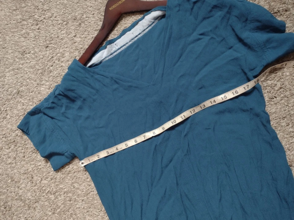 Vestido Madewell Novel Shift Túnica Pequeño Azul Cuello en V Minimalista Lagenlook A34 Foto 3 de 4