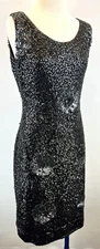 Jamar Imports Size 13-14 Black Beaded/Sequined Knit Sheath Dress Vintage