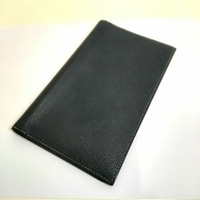 HERMES Agenda Cover Notebook Case Green Black Epsom Leather Made in France