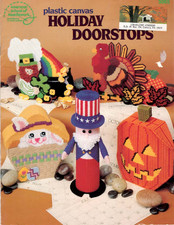 Plastic Canvas Holiday Doorstops 11 Patterns Booklet Halloween Pumpkin Turkey