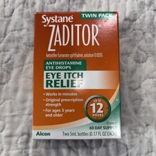 Systane Zaditor Eye Itch Relief Drops TWIN PACK 2x0.17fl.oz  EXP:06-27 Bnib