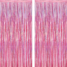 2 Pack Glitter Pink Backdrop, 3.28 FT X 7.05 FT Birthday Party Decorations, Lase