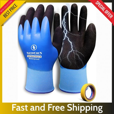 #ad 1000V High Voltage Electrical Gloves Insulated Rubber Waterproof Non Slip Palm $14.99