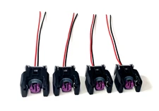 4x Connector 2-way 2 pin for Fuel Injector 13816706 with Terminals(16cm wire)