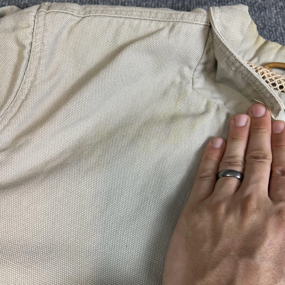 Orvis Blazer Mens 50 Tall Khaki Canvas Sport Coat Leather Elbow Patches Hunting - Image 4 of 4