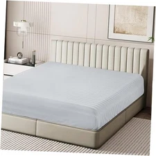 100% Egyptian Cotton Fitted Sheet Size Only, 600 Thread King Striped Grey