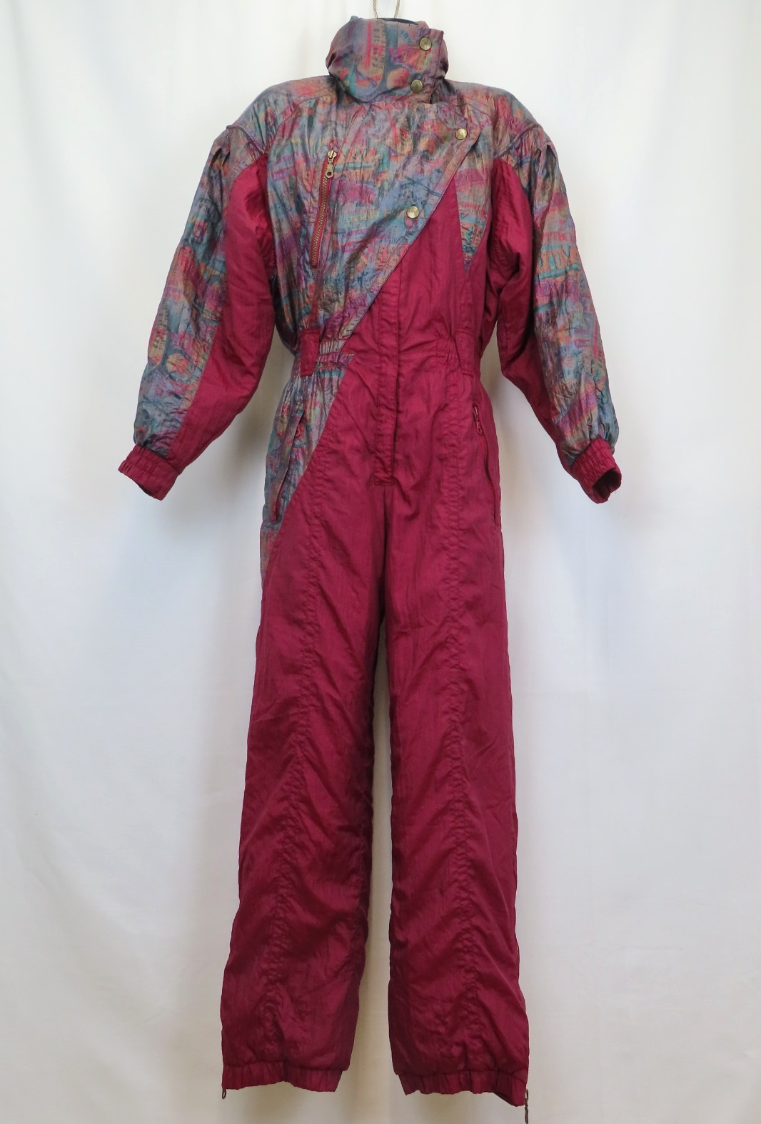 Vintage Rodeo EVF Crimson Womens Graphic Ski Snow Suit Jumpsuit Festival UK 10 S