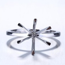 10mm Round Semi Mount Ring Classic 6 Prong Solitaire 925 Sterling Silver Ring