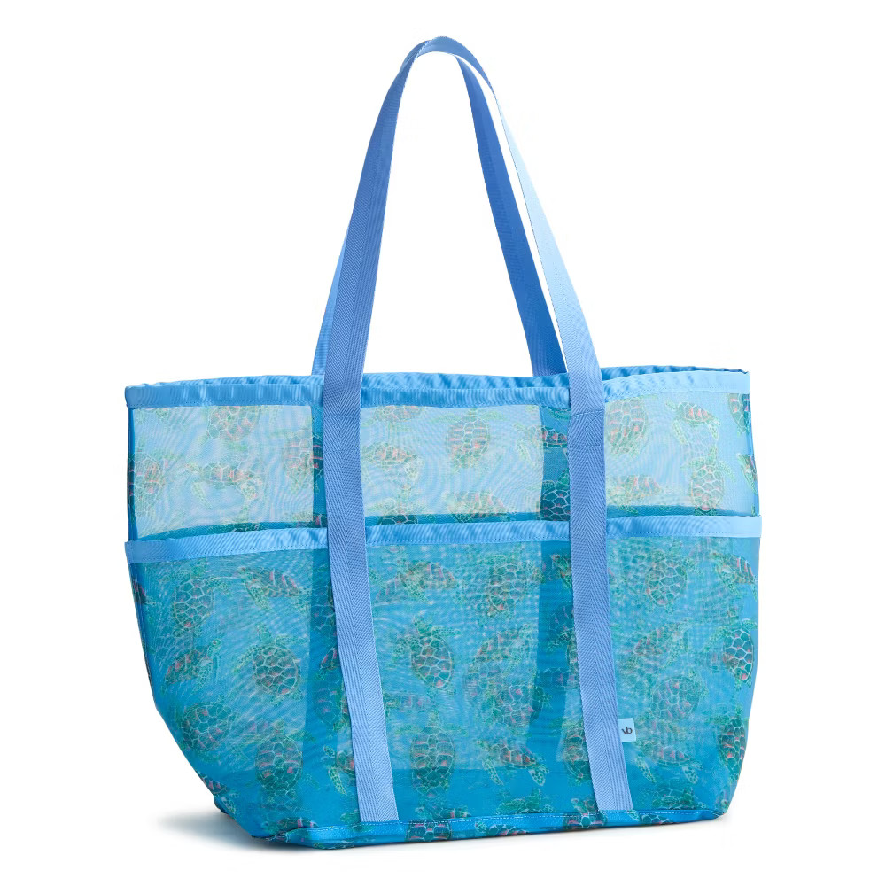 Vera Bradley Womens Outlet Mesh Beach Tote Bag Sea Turtles Azure Blue 10290₽