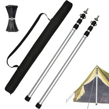 2x 230cm Tent Poles Telescopic Adjustable Awning Canopy Tarp Pole Support Rod UK