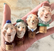 4 Wagner & Apel porcelain &cork bottle stoppers Germany schnapps nose pourers