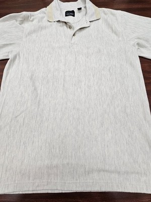 Greg Norman Collection Polo Shirt Mens Medium Beige Textured Cotton Golf Classic