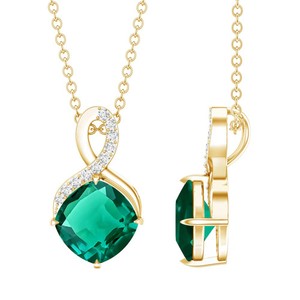 Authentic 2 Carat Cushion Cut Lab Grown Emerald Infinity Necklace for Women